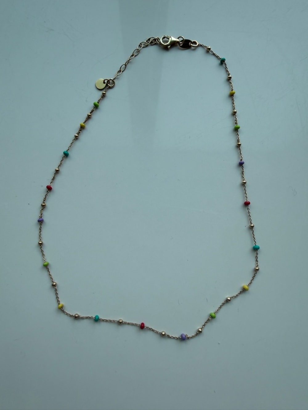 Gold plated Necklace with Multicolor Beads